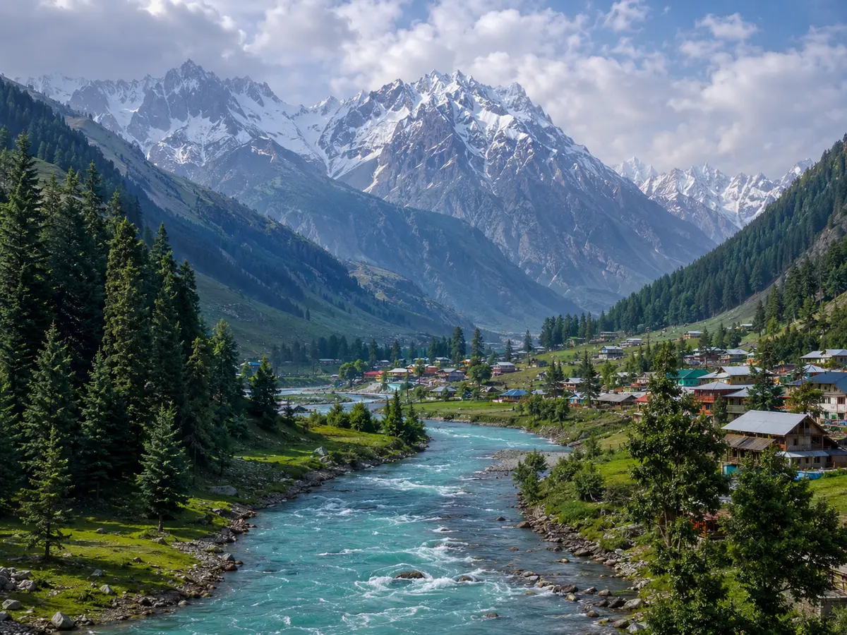 Green valley and river